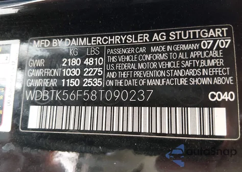 2008 Mercedes-Benz Clk 350 из США, поврежденный, VIN WDBTK56F58T090237